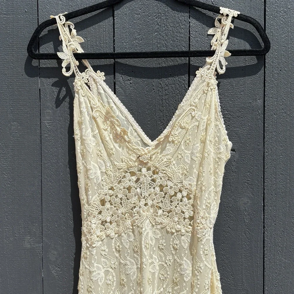 VTG Claire Pettibone Babydoll Fairy Lace Slip Nightgown Small Floral Sheer Bride